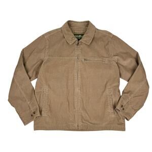 Eddie Bauer Tan Brown Corduroy Jacket Zip Front Men’s Large Outdoor Casual